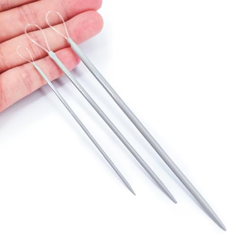 Acoeitl 6 Pcs 3 Size Extra-Long Aluminum Blunt Yarn Needles Large Eye Wool Needles for Yarn Crochet Weaving Darning Tapestry Needle for Beginners Sewing Needles Stitches (5.7 in, 4.5 in, 3.8 in) - style: Grey-5.7In/4.5In/3.8In