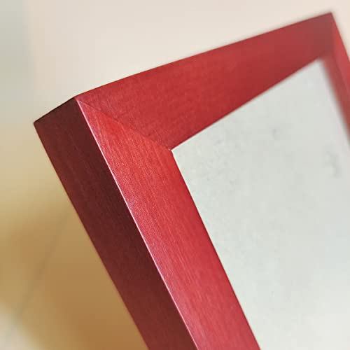 6x6 Picture Frames RED Solid Wood Frame, Plastic Panel (Film Needs to be Removed) Table or Wall.Front Window Opening 5.5x5.5 inch. - color: Red, size: 6x6