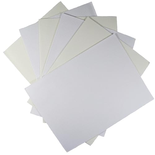 KCS 6 pc of 12" x 18"(30cmx45cm) 14CT Counted Cotton Aida Cloth Cross Stitch Fabric (White+Antique White) - color: White+antique White