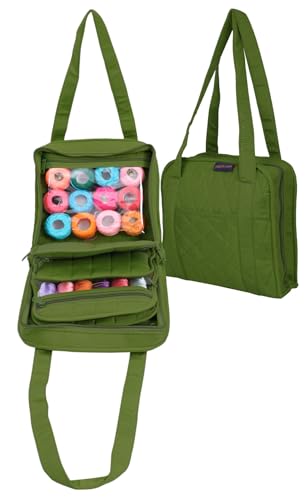 Yazzii Oval Craft Organizer Bag - Portable Organizer - Arts & Crafts Storage Bag Organizer - Multipurpose Storage Organizer for Quilting, Needlework, Knitting, Sewing, Applique & Jewelry Green - color: Green