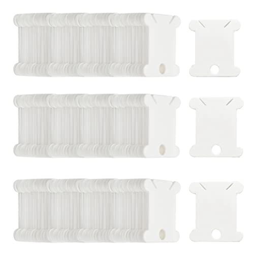 Fokanlo Large Quantity 1000 Pieces Plastic Floss Bobbins for Cross Cotton Thread Craft DIY Sewing Storage, Thread Organizer Holder, Embroidery Thread Cards Cross Stitch Bobbin, one Thousand White
