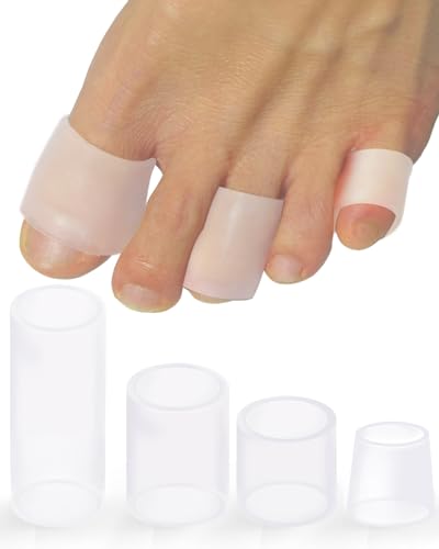 16 Pack Silicone Toe Sleeves Gel Toe Protectors, Clear, Multi-Size