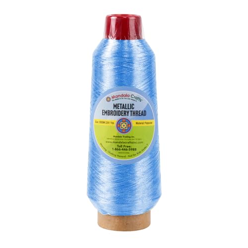 Mandala Crafts Metallic Baby Blue Embroidery Floss, 3281 YD Spool - color: Baby Blue, size: 3000M 3281 Yard