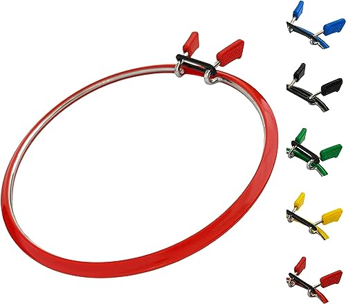 Nurge Metal Embroidery Hoops - Premium Spring Tension Embroidery Hoop for Cross Stitch - Durable Ring with Quick Release Safety Clip - Ideal for Crafters,Beginners & Professionals - Red - Large - color: Red, size: Large