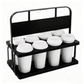 Bodaon 8 Cup Drink Carrier with Handle, Drink Cup Holder for Food Delivery - color: Black, size: 8-Cup