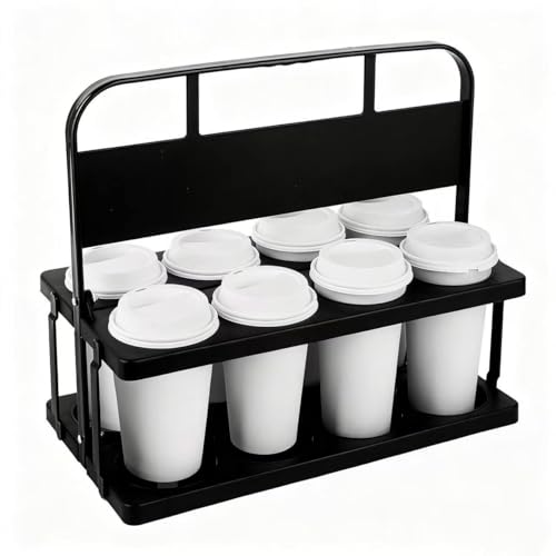 Bodaon 8 Cup Drink Carrier with Handle, Drink Cup Holder for Food Delivery - color: Black, size: 8-Cup