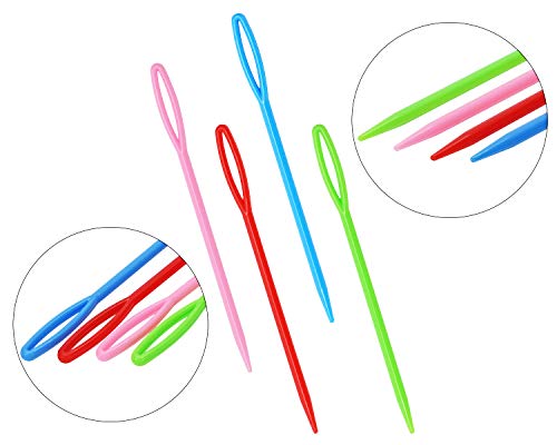 Penta Angel Plastic Sewing Needles 40Pcs 3.5 Inch Large Eye Bodkin Embroidery Knit Weaving Needles Tapestry Hand Sewing Needle Tools for DIY Craft, 4 Colors