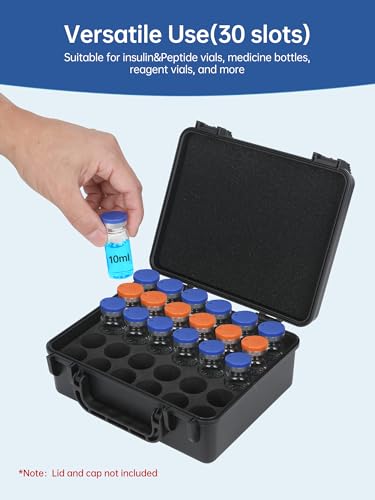 10ml Peptide Case for Fridge 30 Slots, Peptides/Insulin Vial Storage Cases - color: 30-shots×10ml (Black)