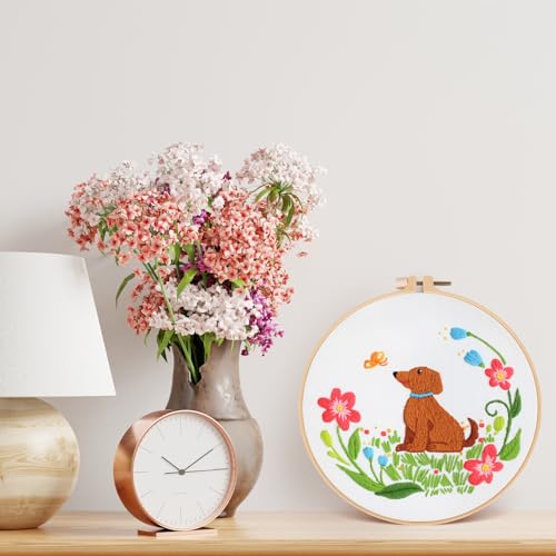 Louise Maelys Floral Dog Embroidery Kit for Beginners Handmade Gift - color: Color 23