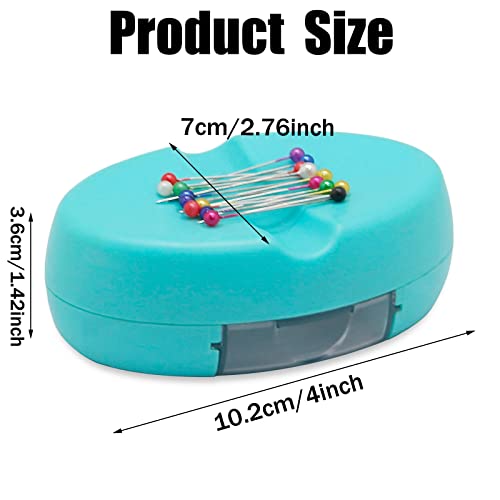YEQIN Magnetic Sewing Pincushion with 15 Plastic Head Pins, Magnetic Pins Holder for Sewing Quilting, Pins, Paper Clips, Screws (Lake Blue) - color: Lake blue