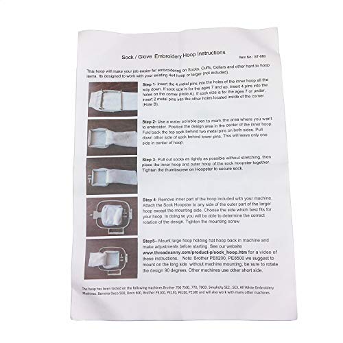 Universal Sock Hoop, Embroidery Machine Sock Hoop #ST880 for Brother PE100/PE150/PE200 and More
