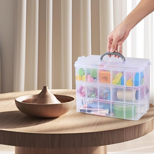 Plastic Storage Container Box with 30 Adjustable Compartments
