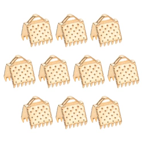 uxcell 280Pcs Ribbon Crimp Clamp Ends, 6mm Bookmark Pinch Crimp Ends, Cord Ends Fasteners Clasp Crimp Ends for DIY Bracelet Necklace Jewelry Making, Light Golden - color: Light Golden, size: 6mm