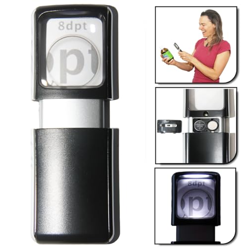 Small-Magnifying-Glass with LED-Light 3X Lighted-Pocket EasY Magnifier -Hand Held Lighted Magnify Glasses for Close Work Reading Books Pill Bottles; Mini Lens for Visually Impaired A Low Vision Aid