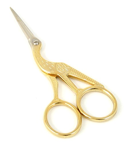 2 Pack 4.5 Inch Gold Plated Stainless Steel Stork Bird Scissors for Embroidery Sewing, Craft, Art Work