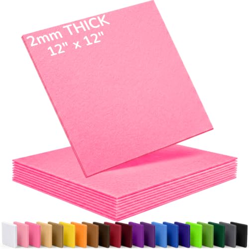 2mm Stiff Felt Sheets 12" X 12" (10 Pack, Bright Rose Pink) - color: Bright Rose Pink