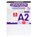 Daler-Rowney Graduate Cream Core A2 Mountboard Pack, 5 x Ice White Smooth Surface, 1.25mm Thick, Ideal for Student Artists - size: A2, style: A2 MOUNTBOARD 5 PACK ICE WHITE