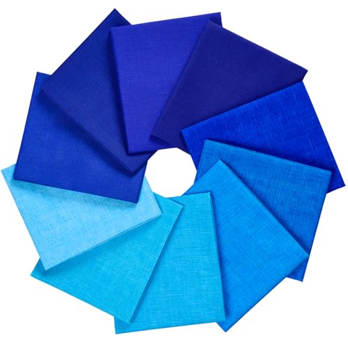 Craftido - 11 Options Solids with Tweed Tonals - Assorted Color Cotton Quilting Fabric Bundles 10pcs Fat Quarters 18"x21" - Medium Weight 5.2oz - for Quilting, Sewing and Crafts – Different Blues - color: Different Blues