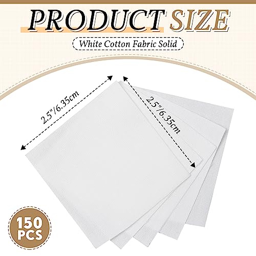 Peryiter 150 Pcs White Cotton Fabric Squares 2.5 x 2.5 Inch Precut Quilting - size: 2.5 x 2.5 Inch
