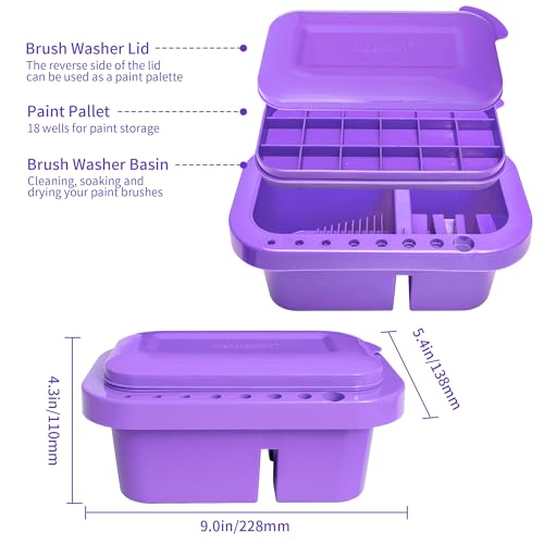 MyLifeUNIT Paint Brush Cleaner, Paint Brush Holder with Palette, Purple - color: Purple