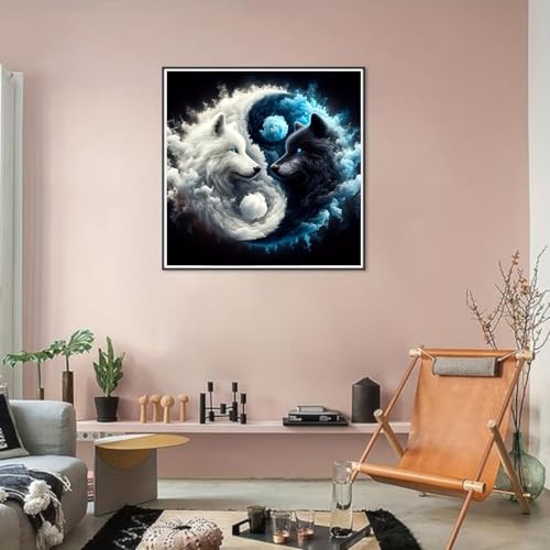 Wolf Stamped Cross Stitch Kits for Beginners Adults, Animal Dimensions Needlepoint Art Crafts,Counted Cross Stitch Kits Embroidery Kits for Beginners Adults for Home Decor 13.8X13.8inch - color: Cross Stitch-1011-6