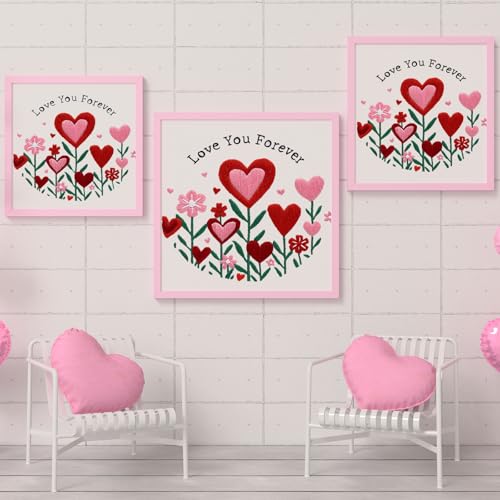 Nuberlic Valentine Embroidery Kit for Beginners Adults - color: LOVE