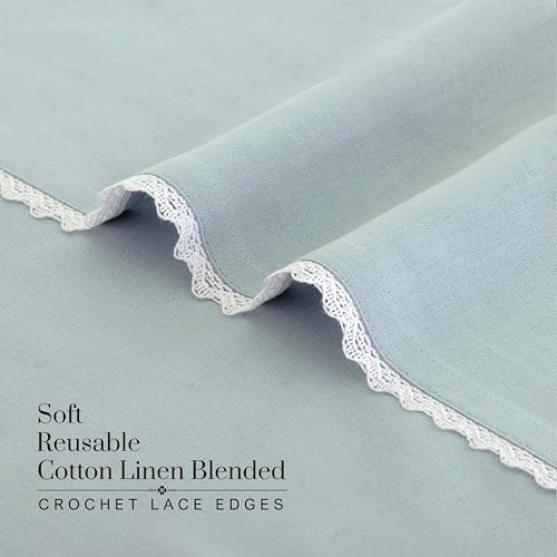 FINGERCRAFT Lace Cloth Napkins, Cotton Linen, 4 Pack, 20x20 Inch,Aqua - color: Aqua, size: 20" x 20" (Set of 4)