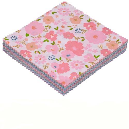Nodsaw 42pcs 5x5 Fabric Squares, Soft Baby Charm Pack for Quilting 5 inch - color: Pastel Fabric