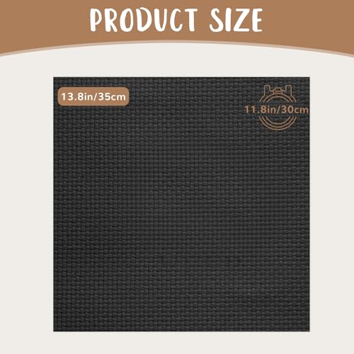 10 PCS Black Aida Cloth 14 Count Cross Stitch Fabric (13.8×13.8 Inch) - size: 13.8×13.8 Inch
