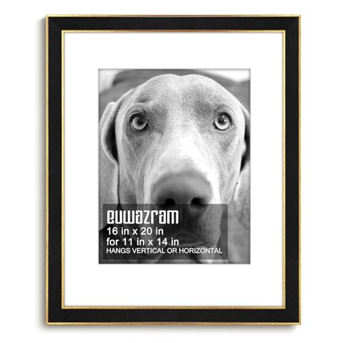 Suede 16x20 Frame - Single Frame, Christmas Elegant Black 16 x 20 Poster Frame with Mat for 11x14, 16x20 Picture Frames for Artwork, Puzzles, Photos and Movie Posters - color: Black, size: 16" x 20" / 11" x 14" mat