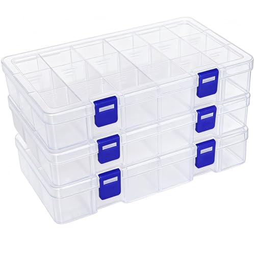 DUOFIRE Plastic Organizer Storage Box, Adjustable Divider 18 Grids, 3 Pack - color: White, size: 18Grid-3pcs