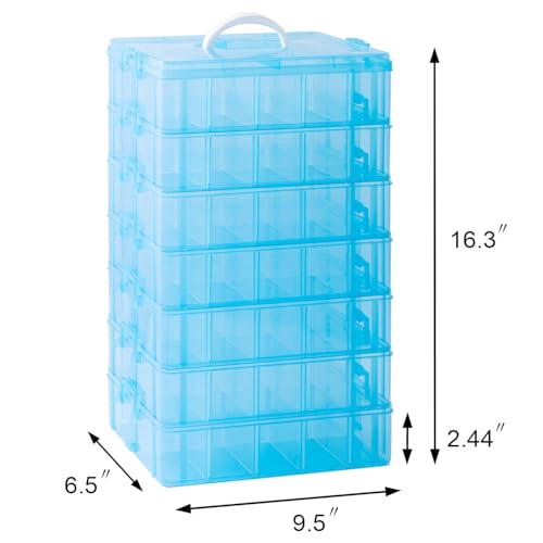 Gagee 7-Tier Craft Organizers and Storage,Bead Organizer Box with 70 Adjustable Compartments,Stackable Storage Containers for Arts and Crafts, Toy, Threads,Fuse Beads, Washi Tapes,Blue - color: Blue, size: 7