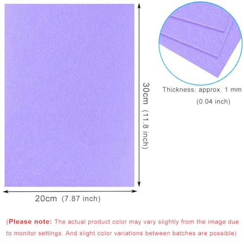 10 Light Purple Felt Fabric Sheets,7.87 x 11.8 inch (20 x 30cm) A4 Stiff Felt Squares 1 mm Thick, Great for DIY Craft, Sewing Projects, Nonwoven Patchwork, Decoration - color: Light Purple