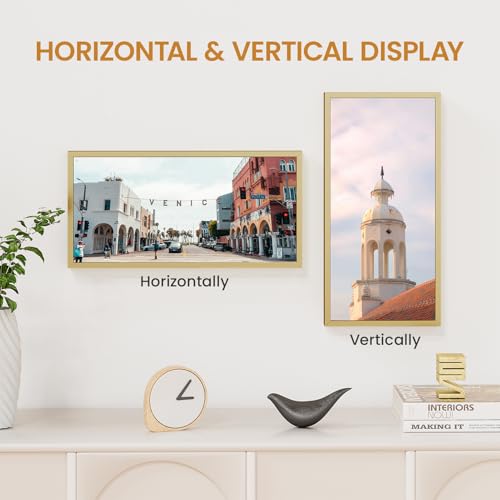 7x14 Aluminum Metal Picture Frame,Tempered Glass Gold Photo Frame 7x14 for Family Photo,Posters,Art,Document to Wall Mount Horizontally or Vertically - size: 7x14