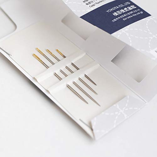 Sashiko kit, Yokota Sashiko Thread, Needles and Template Yume Fukin with Original English Manual, Thimble Sewing Set, Fabric, Japanese Textile (White Thread / Navy Dishcloth)