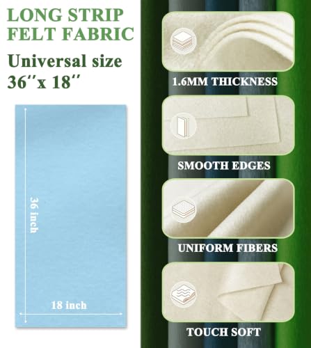 Baby Blue Felt Fabric 36" X 18" 1.6mm Thick Soft Half Square Felt Sheet - color: Baby Blue, size: 36'' x 18''
