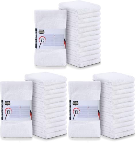 Utopia Towels Kitchen Bar Mops, Pack of 36, 16 by 19 Inches, 100% Cotton Super Absorbent White Towels, Multi-Purpose Cleaning Towels for Home and Kitchen Bars - color: White, size: 36 Pack