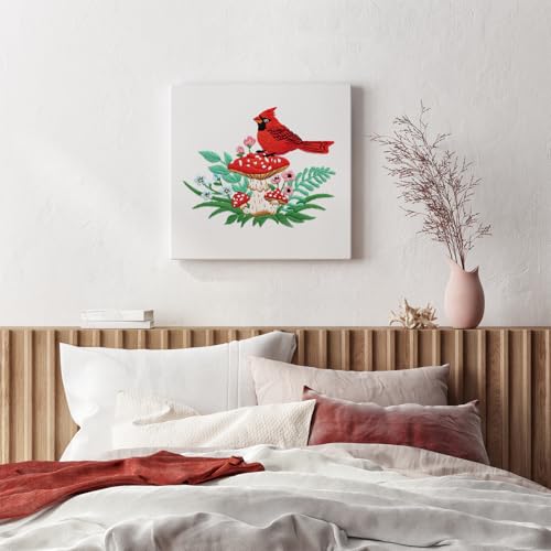 Louise Maelys Cardinal Mushroom Embroidery Kit for Beginners DIY Craft - color: Cardinal