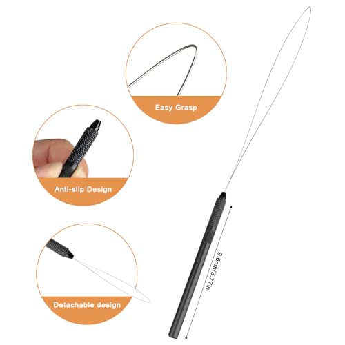 Hair Extension Loop Needle Threader and Pulling Hook for Micro Beads - Styling Tool Kit for Feathers Hair Extensions, 2 Black