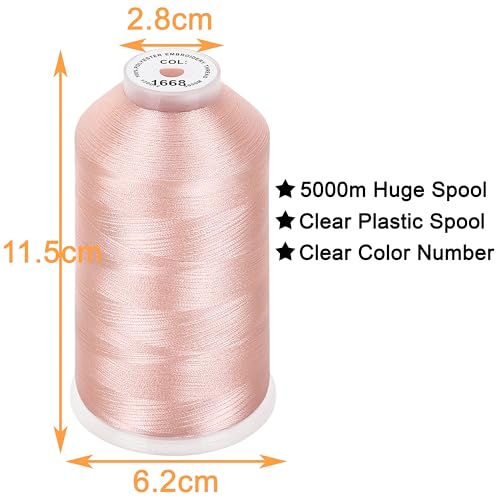 New brothread 5000M Huge Spool Embroidery Machine Thread - Flesh - color: Flesh-1668