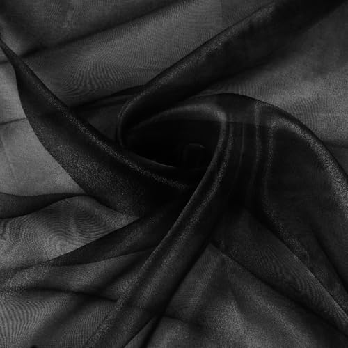 VACVELT Black Sheer Organza Fabric by The Yard 60" Wide (1 Yard) - color: Black, size: 1 Yard
