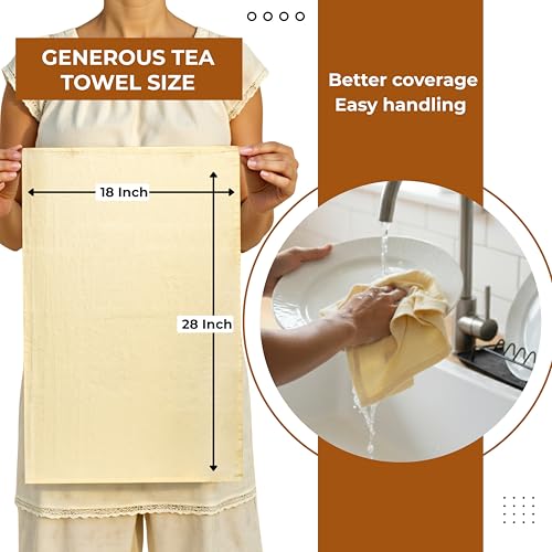 Natural - Blank Plain - 100% Cotton Tea Towels For Kitchen - For Crafting Embroidery Baking Sourdough Bread Proofing - 18"X28" - 6 Pack - Flour Sack Dish Towels - Heavy Weight Linen High Threadcount - size: 18"x28" Set of 6