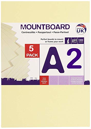 Daler-Rowney Graduate A2 Thick Cream Core Mountboard 5 x Ivory - size: A2, style: A2 MOUNTBOARD 5 PACK IVORY