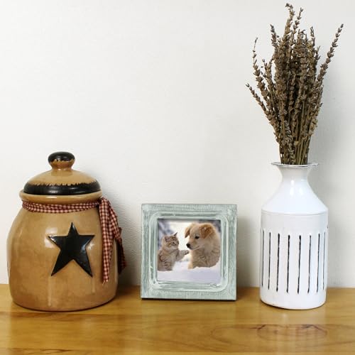 CVHOMEDECO. 4x4 Picture Frame Made of Solid Wood High Definition Glass Rustic Vintage Designs Small Photo Frame for Tabletop Display and Wall Mounting, Distress Grey - color: Distress Grey A, size: 4" X 4"