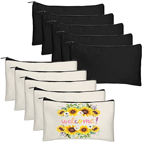 Legigo Blank Canvas Bags Zipper Pouch Makeup Bags Pencil Pouch Bulk - color: Beige+Black