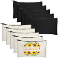 Legigo Blank Canvas Bags Zipper Pouch Makeup Bags Pencil Pouch Bulk - color: Beige+Black