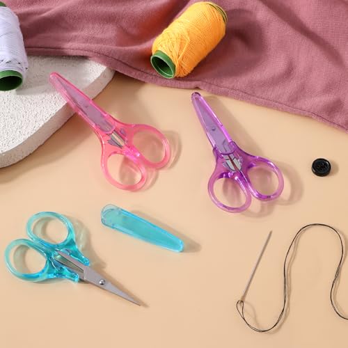 3 Pc Small Craft Scissor 3" Tiny Travel Scissor with Cover Pink/Purple/Blue