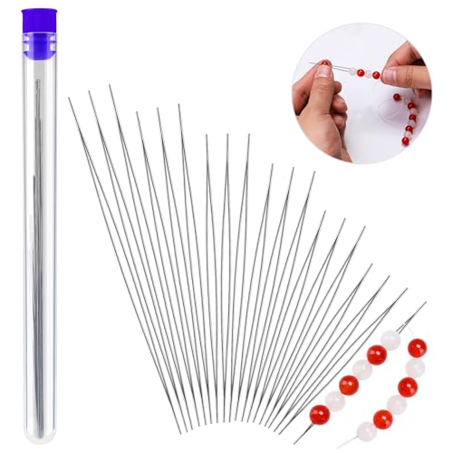 18 Pcs Collapsible Beading Needles for Seed Beads, Big Eye Beading Needle for Jewelry Making with Bottle