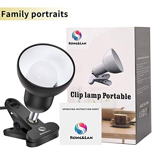 RONG&LAN Clip lamp,360° Rotation Clip on Lamp Portable Book Reading Light,Clamp on Desk/Table/Bunk Bed/Cupboard Home Lighting, (Desk lamp,Seven Colors for Your Choice) (White,R-88) - color: White,2
