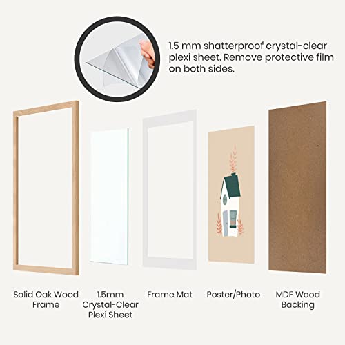 Opposite Wall - Set of 2-5x7 in - Natural Solid Oak Wood Picture Frames with Mat - Wall Hanging & Tabletop Photo Frame - Pictures Display 4x6 with Mat, 5x7 without - Office, Gallery & Home Decor - color: Natural, size: 5x7 in - 2 pk